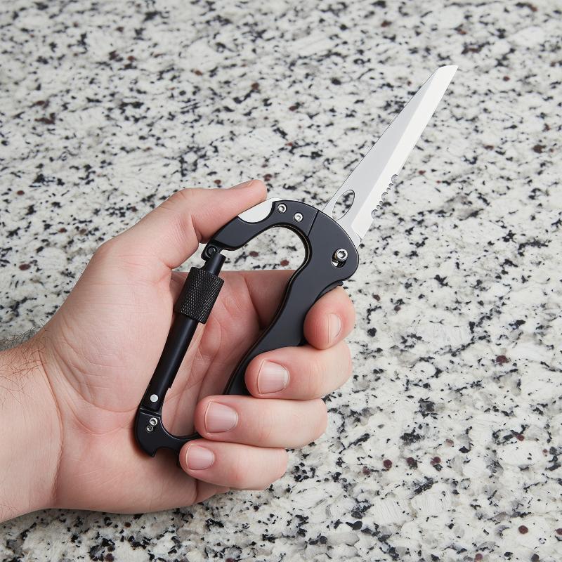 Outdoor Camping Essential Gear - 5-in-1 多機能カラビナ クイックリリース クリップ キャンプ用クロスドライバー ボトルオープナー