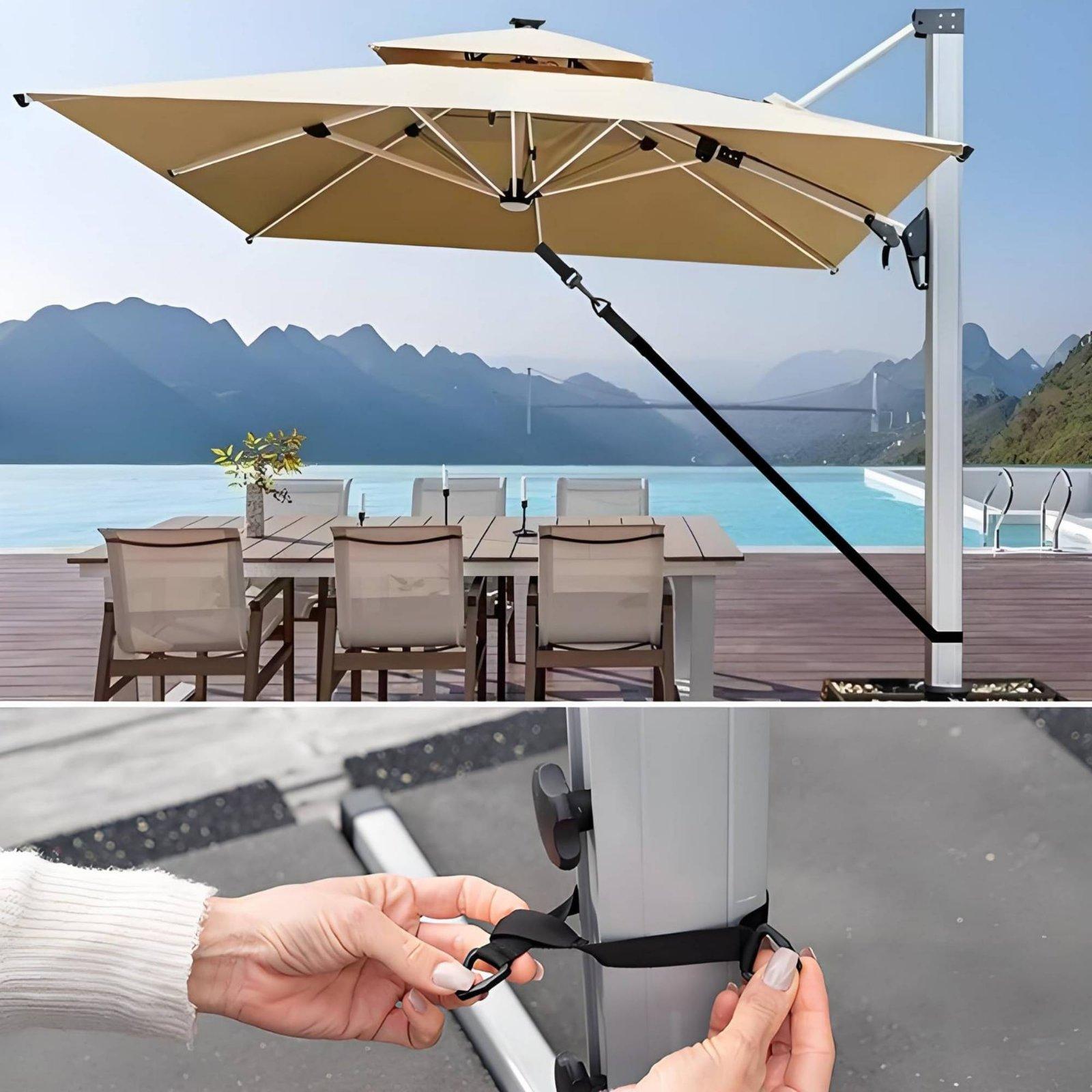 Outdoor Camping Umbrella - 屋外用傘ストラップセット 調節可能なパラソル固定バンド 防風キャノピー固定具 パティオ、庭、ビーチ、キャンプ用