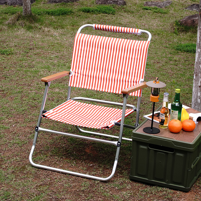 Outdoor Camping Folding Chairs - 超軽量ポータブルアルミ合金折りたたみ椅子 アウトドアキャンプ釣りストライプビーチレジャー用