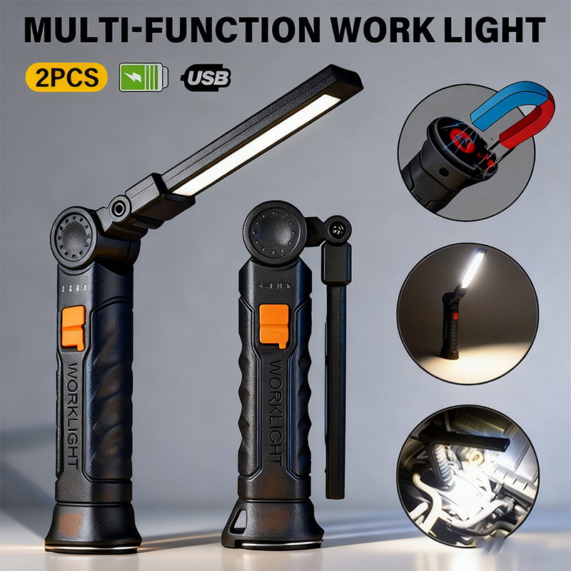 Battery Outdoor Camping - ポータブル COB LED 懐中電灯 USB 充電式ワークライト