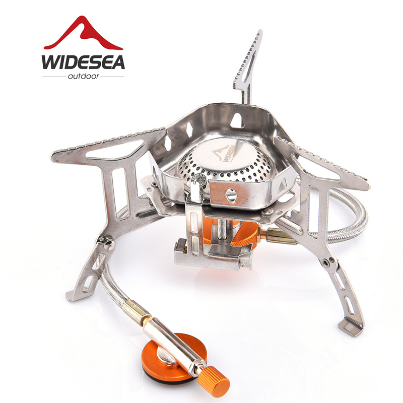 Cooking Outdoor Camping - 分割式携帯用防風ガスストーブ、取り外し可能なバーナー、平型および長型のガスボンベに対応、キャンプ、ハイキング、アウトドアクッキングに最適