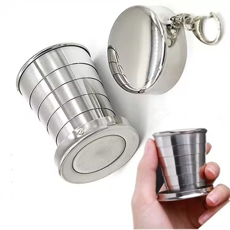 Outdoor Camping Direct - ステンレス鋼折りたたみカップポータブル屋外旅行キャンプ伸縮カップ Ourdoor 折りたたみ箸置き 75 ミリリットル/150 ミリリットル/250