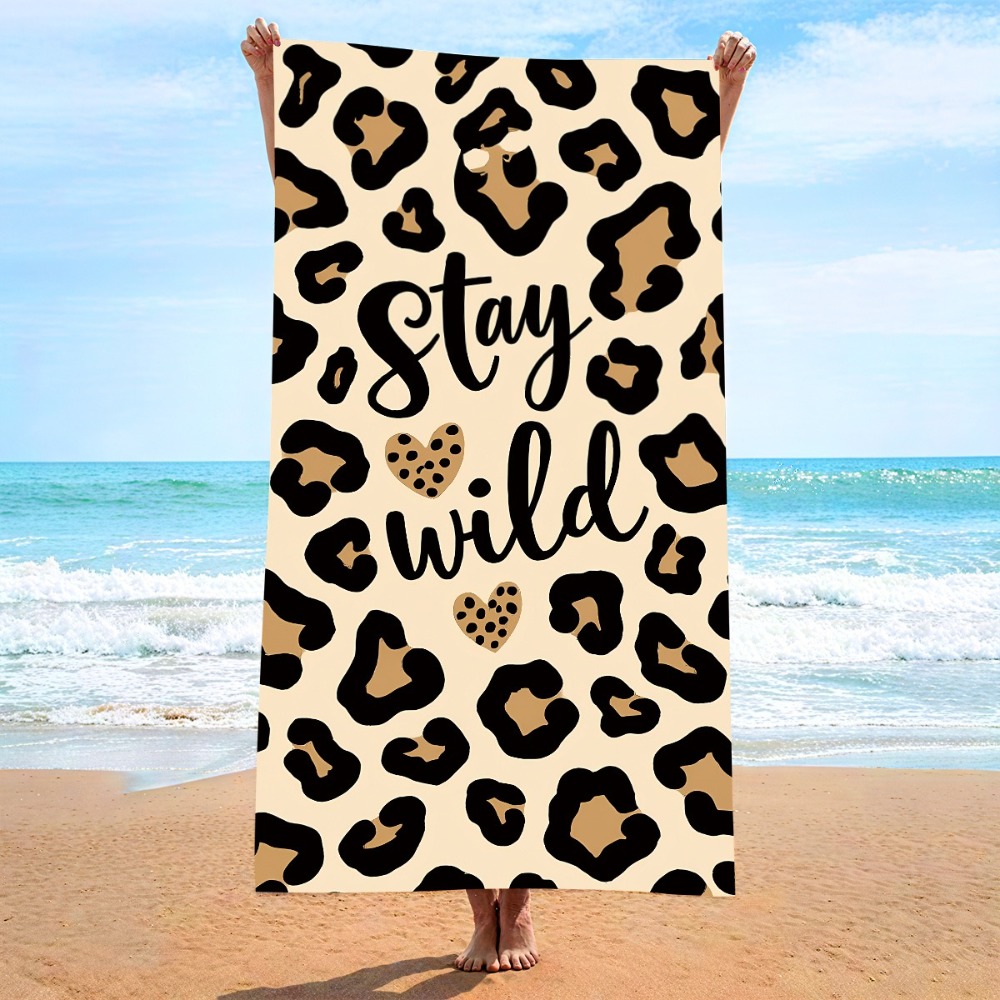 Outdoor Camping Blanket - ヒョウ柄プリント速乾ビーチタオル 27.5x55インチ マイクロファイバーバスタオル アウトドア旅行キャンプピクニックブランケット ビーチブランケット