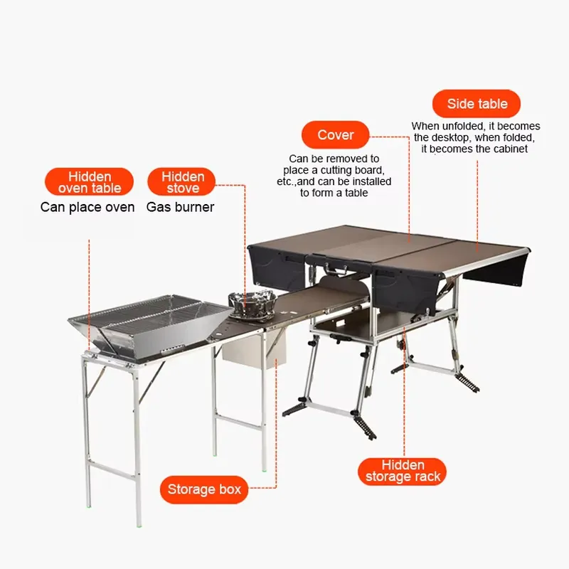 Outdoor Camping Kitchen Setup - 便利なキャンプキッチンボックスでアウトドアキッチンを設置し、あなたの冒険に活躍します