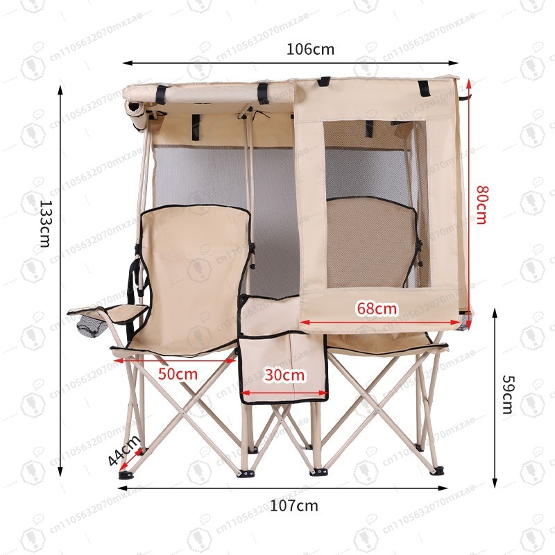 Outdoor Camping Folding Chairs - アウトドアキャンプレジャーダブル折りたたみ椅子釣りビーチチェア一体型オーニングオーニングディレクターチェア