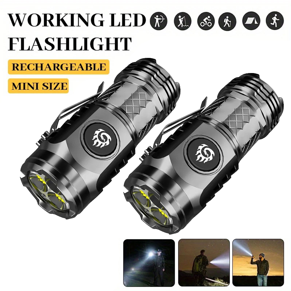 Battery Outdoor Camping - 高強力パワー LED 懐中電灯 内蔵バッテリー Type-C 充電式