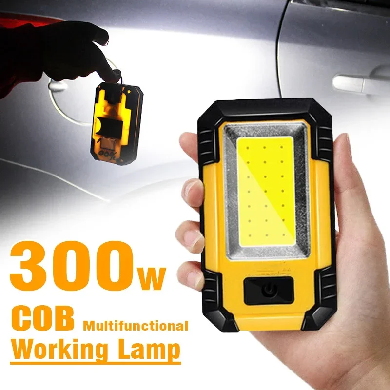 Battery Outdoor Camping - 超高輝度COB懐中電灯付きの充電式ワークライト,キャンプやアウトドアアクティビティ用のポータブル緊急ランプ,4000mah,30w