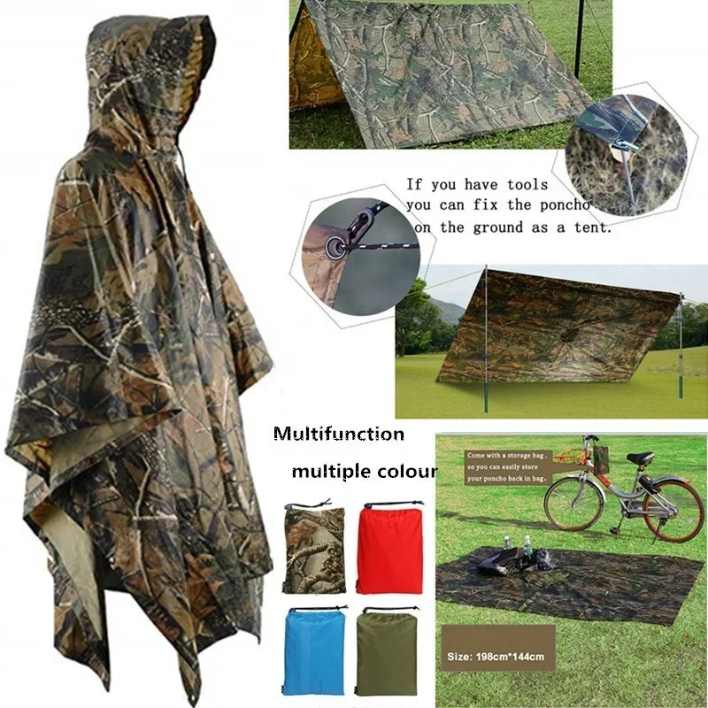 Camping Rain Poncho - 3 in 1 多機能レインコートバックパックレインカバーハイキングサイクリングポンチョ防水テント屋外キャンプシェードテントピクニックマット