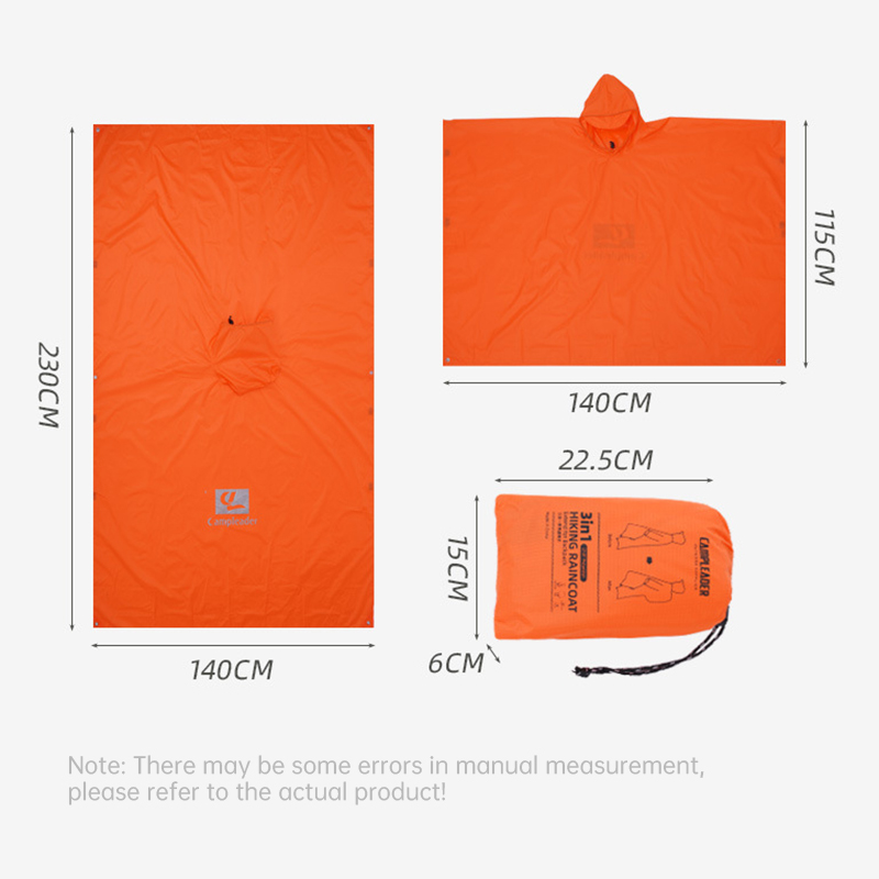 3 in 1 防水レインコート軽量アウトドアハイキングレイン - Camping Rain Poncho のレビューと価格
