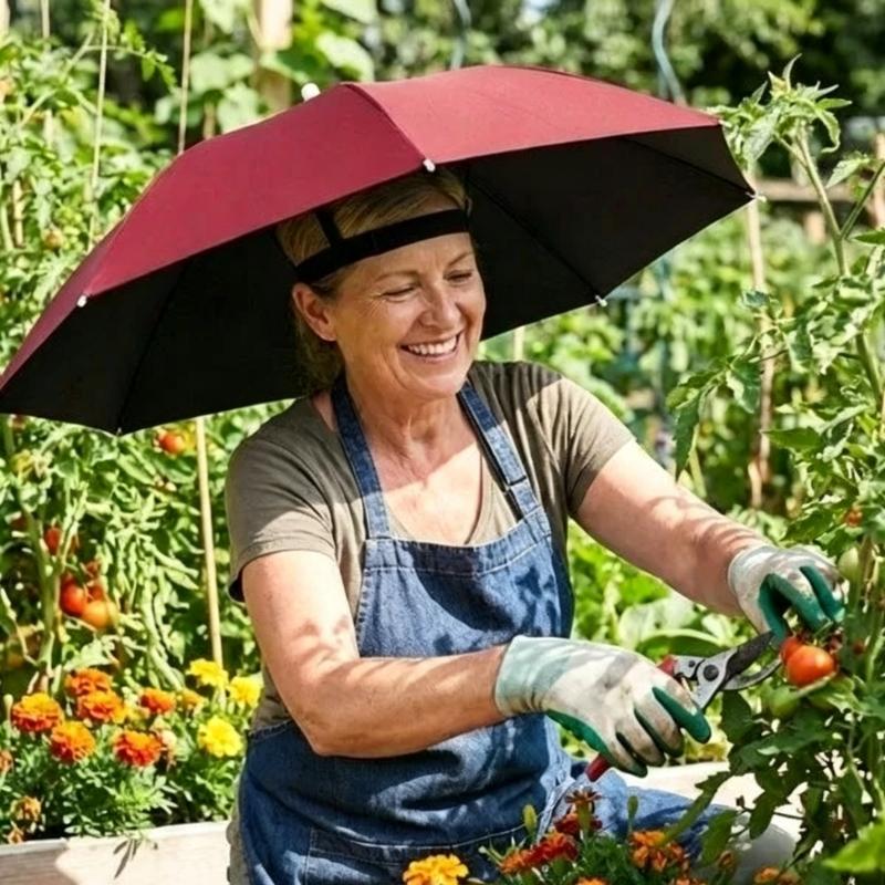 UVカット防水折りたたみ傘帽子ハンズフリーヘッドシェード屋外 - Outdoor Camping Umbrella のレビューと価格