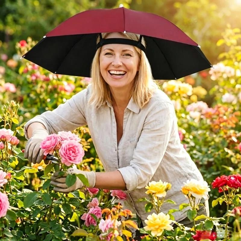 UVカット防水折りたたみ傘帽子ハンズフリーヘッドシェード屋外 - Outdoor Camping Umbrella のレビューと価格