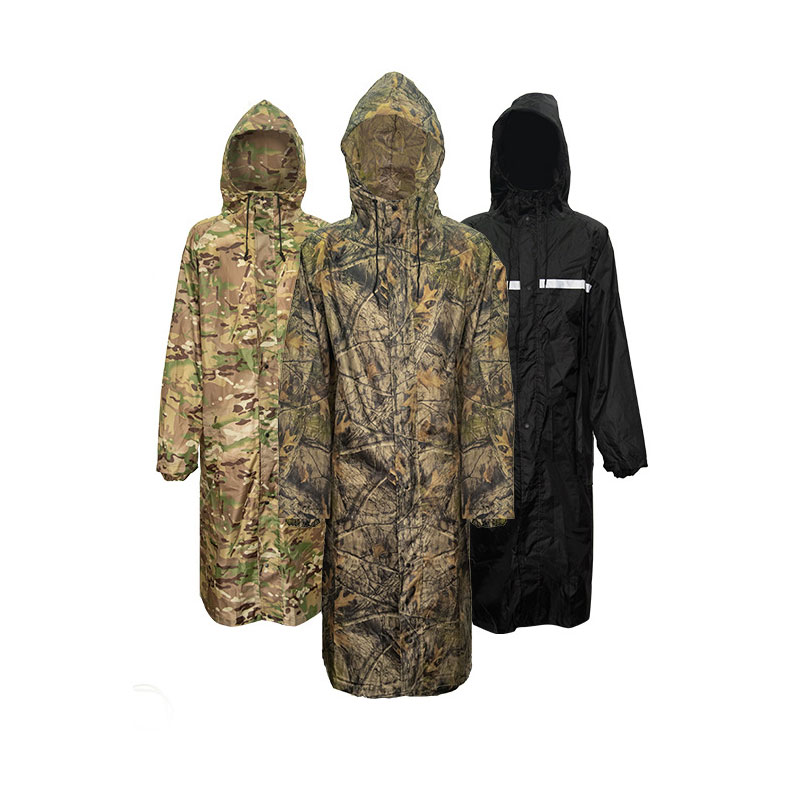 男性と女性のためのカモフラージュロングレインコート、迷彩防水 - Camping Rain Poncho のレビューと価格