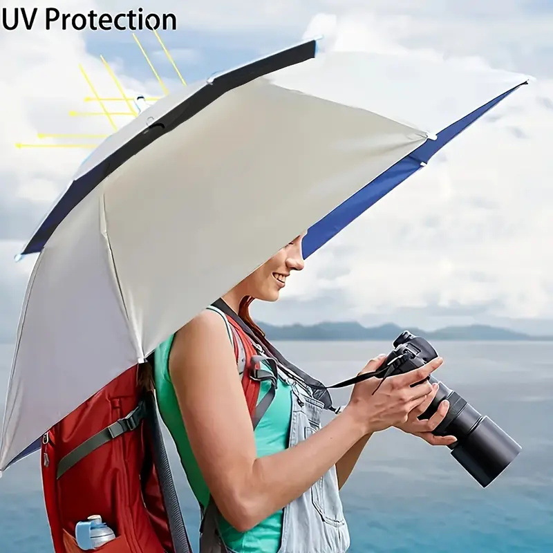 二層式調節可能釣り傘帽子 折りたたみ式ハンズフリーヘッドサン - Outdoor Camping Umbrella のレビューと価格