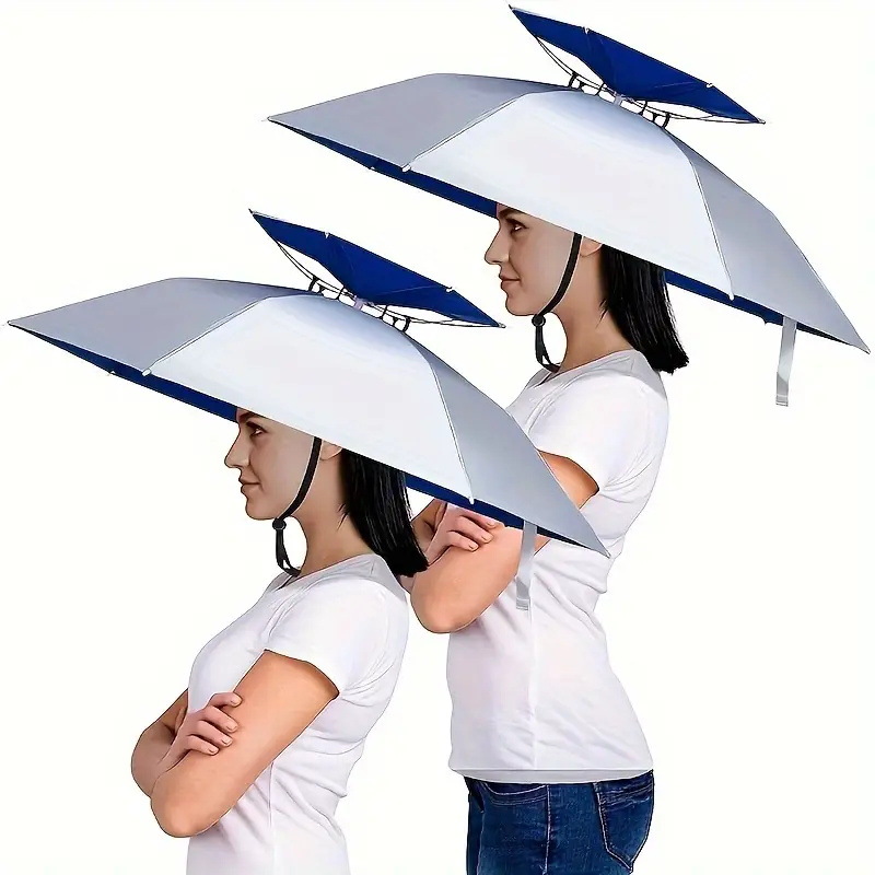 二層式調節可能釣り傘帽子 折りたたみ式ハンズフリーヘッドサン - Outdoor Camping Umbrella のレビューと価格