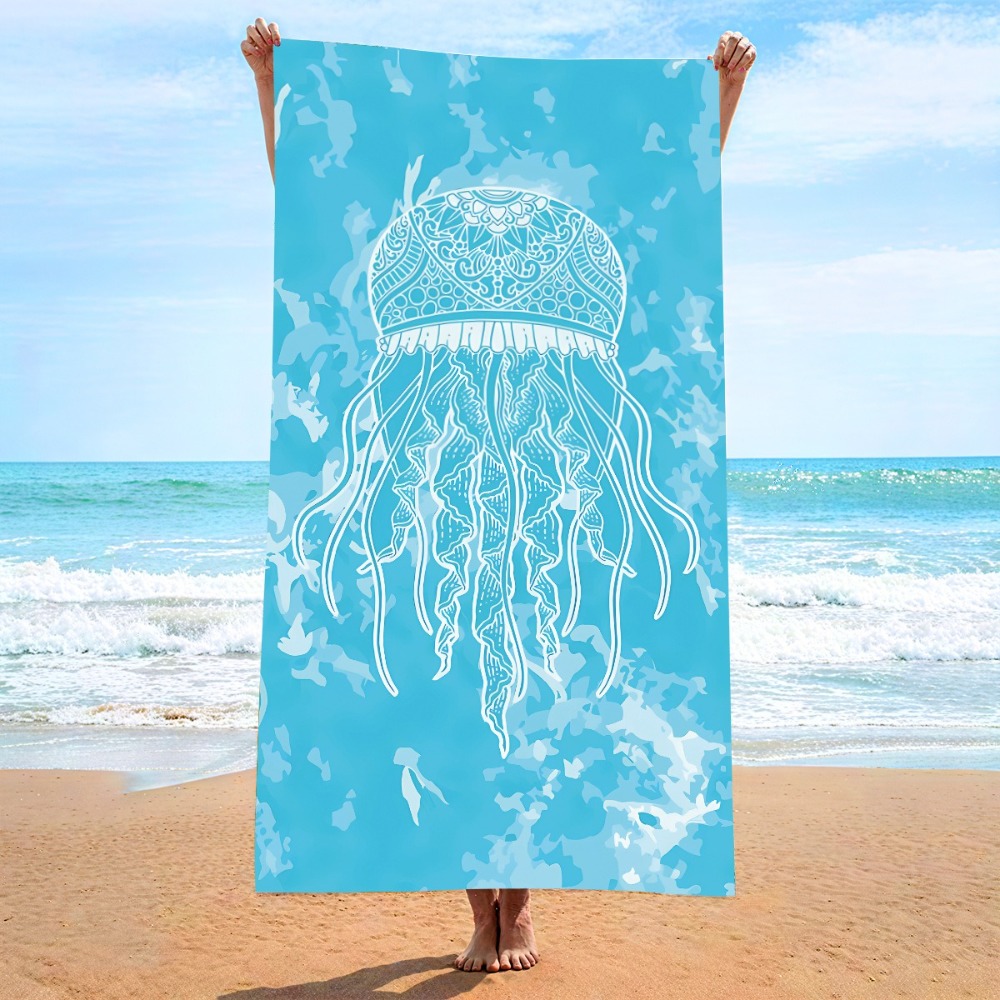 27.5x55インチ ブルーオーシャン クラゲ バスタオル  - Outdoor Camping Blanket のレビューと価格
