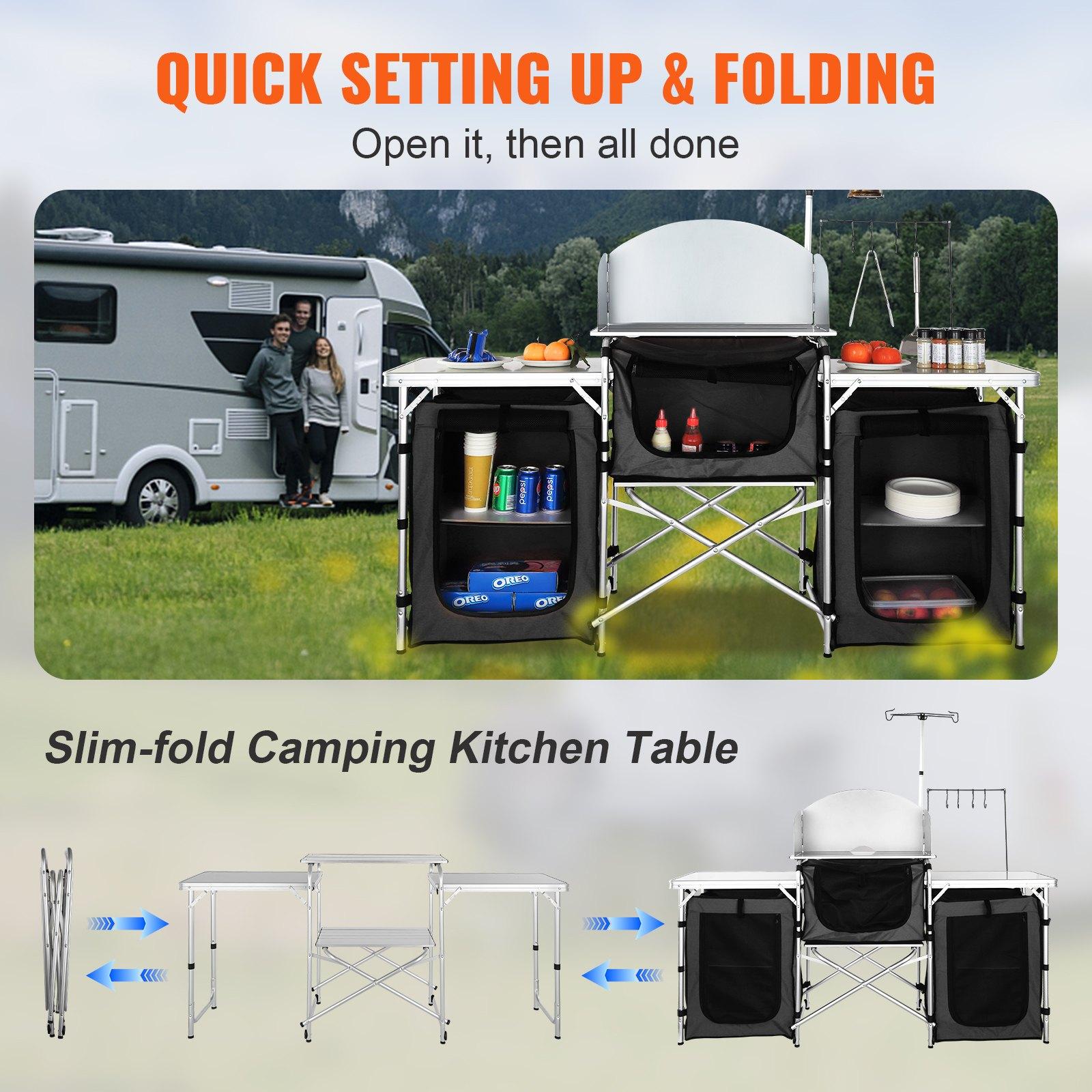 【父の日ギフト】VEVOR折りたたみ式アルミ製キャンプキッチ - Outdoor Camping Kitchen Setup のレビューと価格