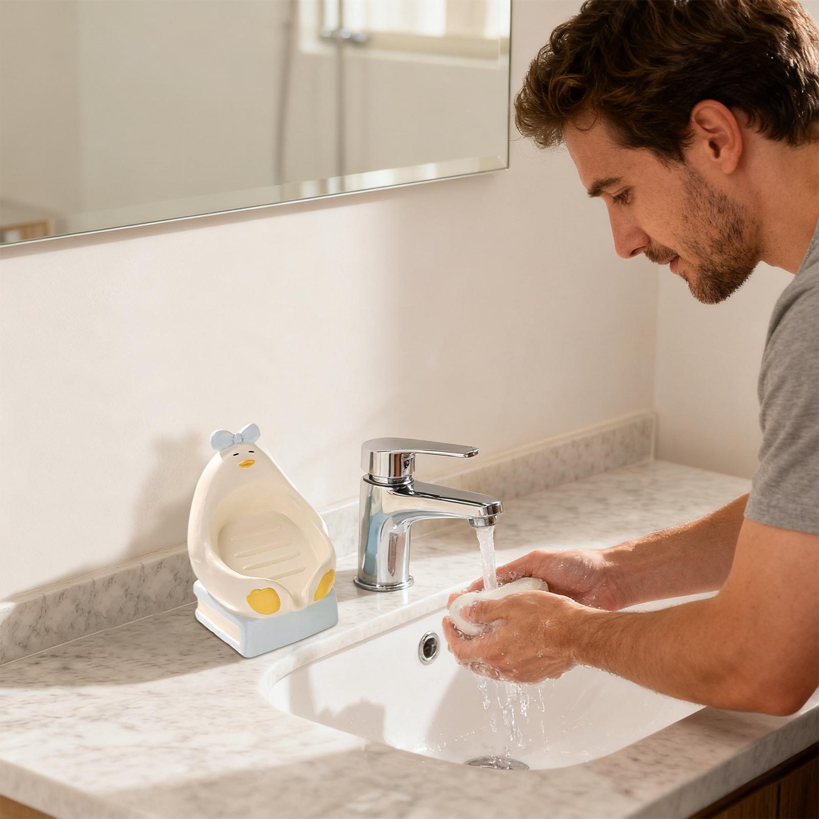 ソープディッシュ セラミック製 座っているアヒル型 バーホル - Outdoor Camping Sink のレビューと価格