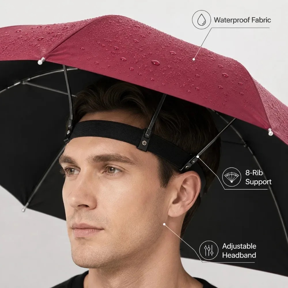 折りたたみ式ヘッド傘帽子 ハンズフリー 防水日よけ 釣り、ガ - Outdoor Camping Umbrella のレビューと価格