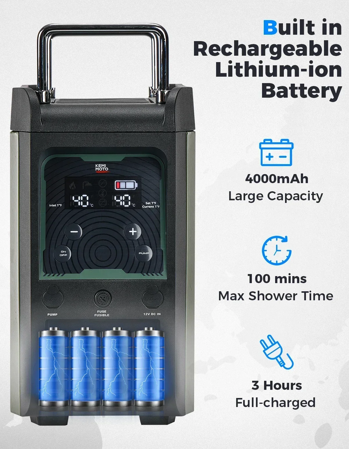KEMIMOTO 給湯器 ポータブルシャワー ブタン ポンプ - Battery Outdoor Camping のレビューと価格