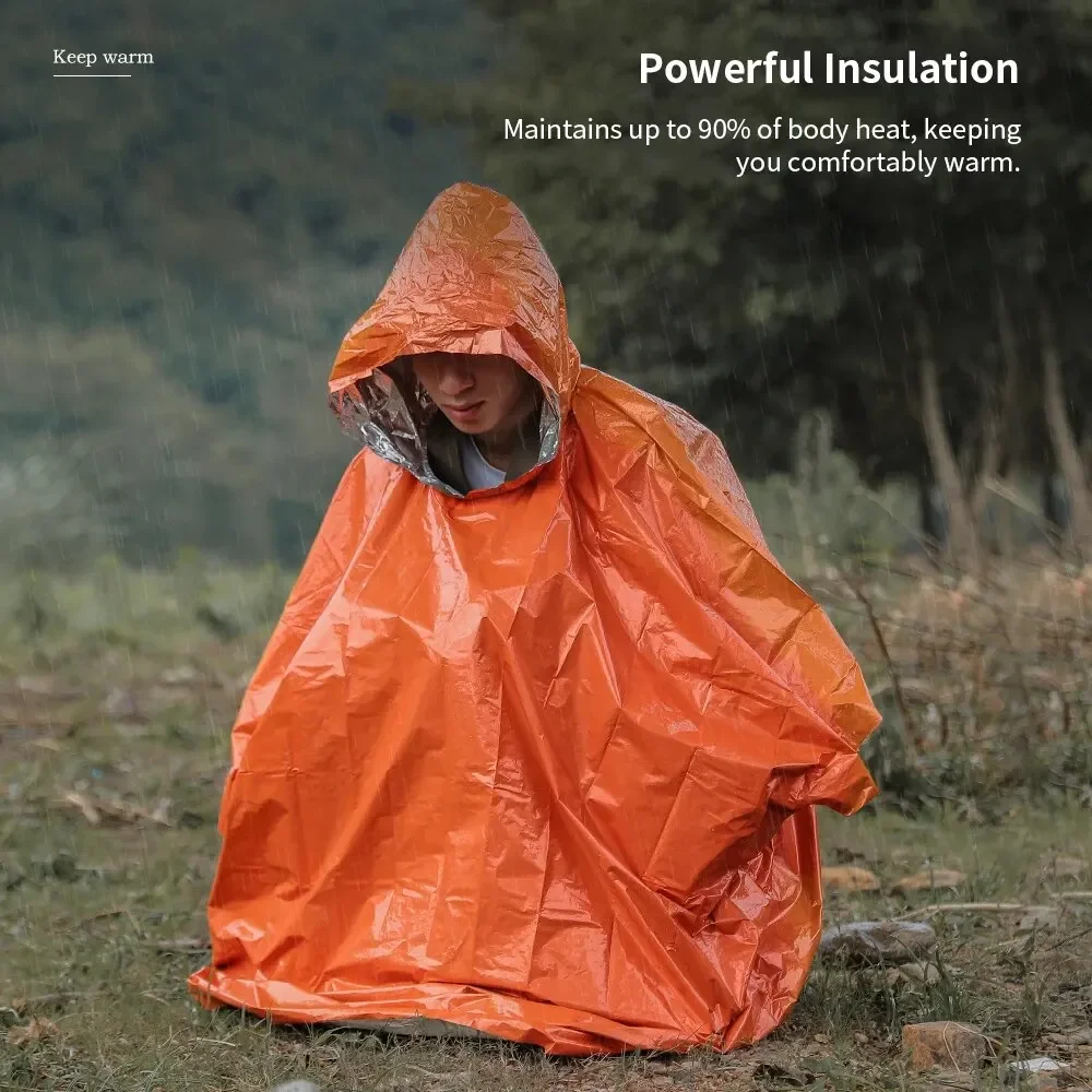 緊急レインコートポンチョ防水レインウェアブランケットサバイバ - Camping Rain Poncho のレビューと価格