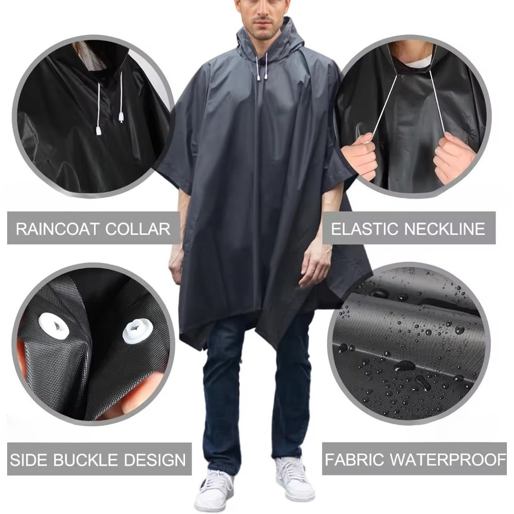 3 in 1 防水レインポンチョ フード付き袖付き アウトド - Camping Rain Poncho のレビューと価格