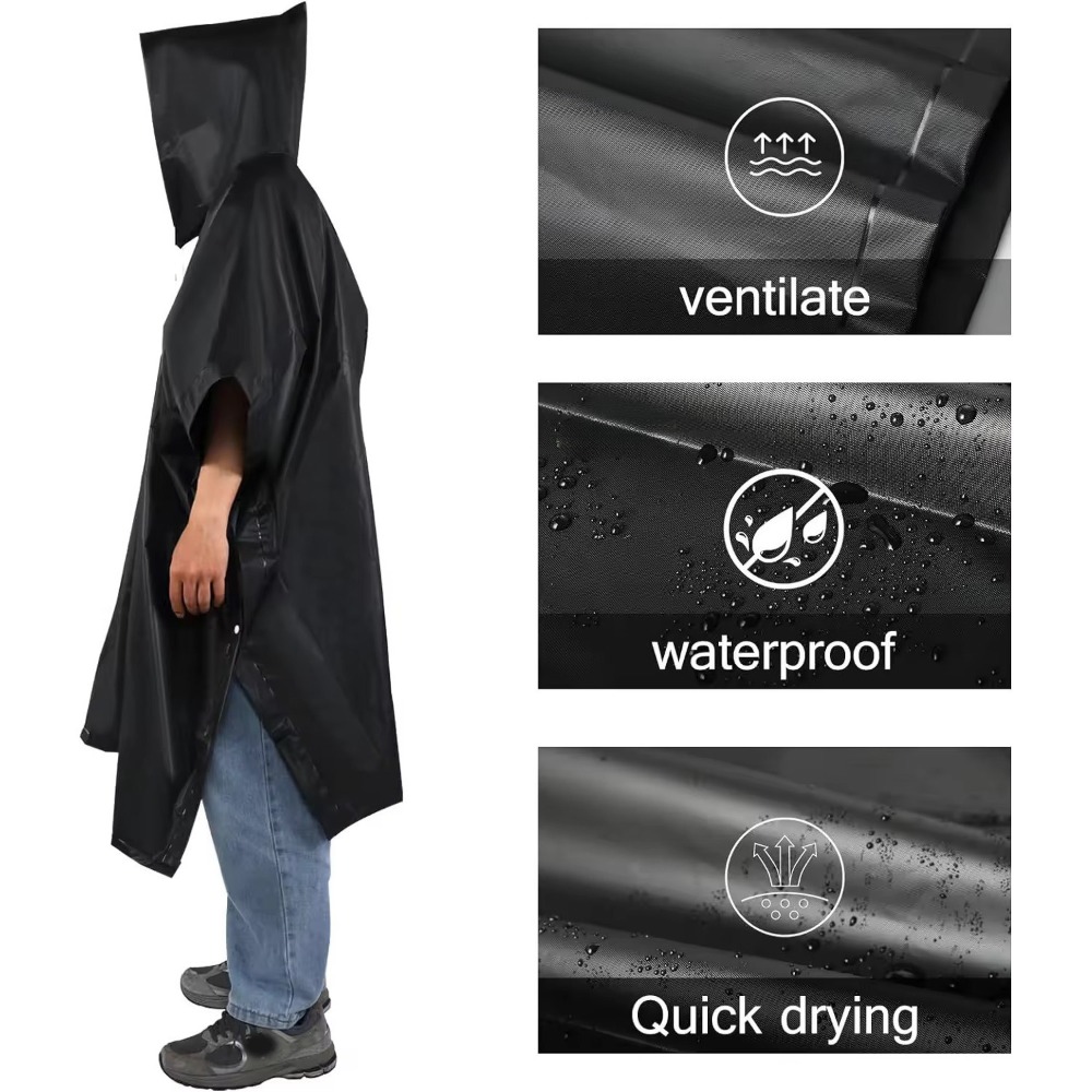 3 in 1 防水レインポンチョ フード付き袖付き アウトド - Camping Rain Poncho のレビューと価格