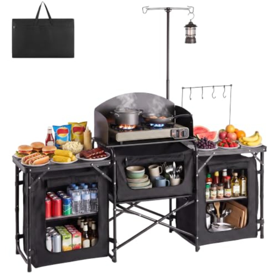 折りたたみ式キャンプテーブル、屋外用ポータブルテーブル、クイ - Outdoor Camping Kitchen Setup のレビューと価格