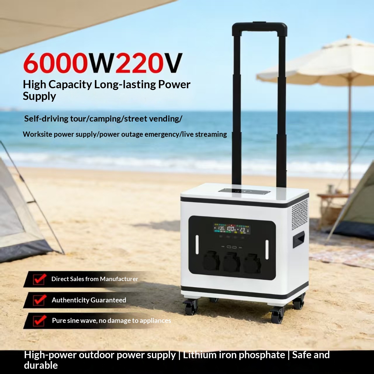 リチウムイオン電池屋外モバイル電源220v大容量ポータブルハ - Battery Outdoor Camping のレビューと価格