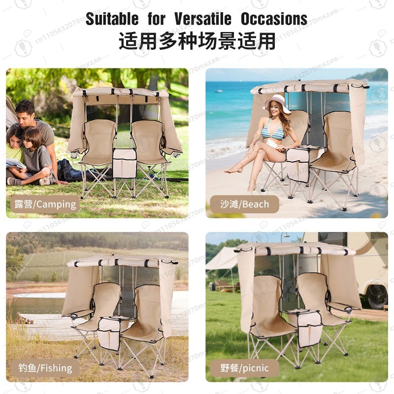 アウトドアキャンプレジャーダブル折りたたみ椅子釣りビーチチェ - Outdoor Camping Folding Chairs のレビューと価格