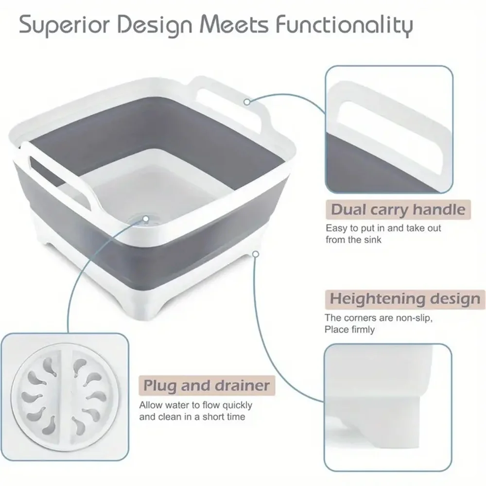1Pc 正方形果物野菜洗浄洗面器キッチン製品供給折りたたみシ - Outdoor Camping Sink のレビューと価格