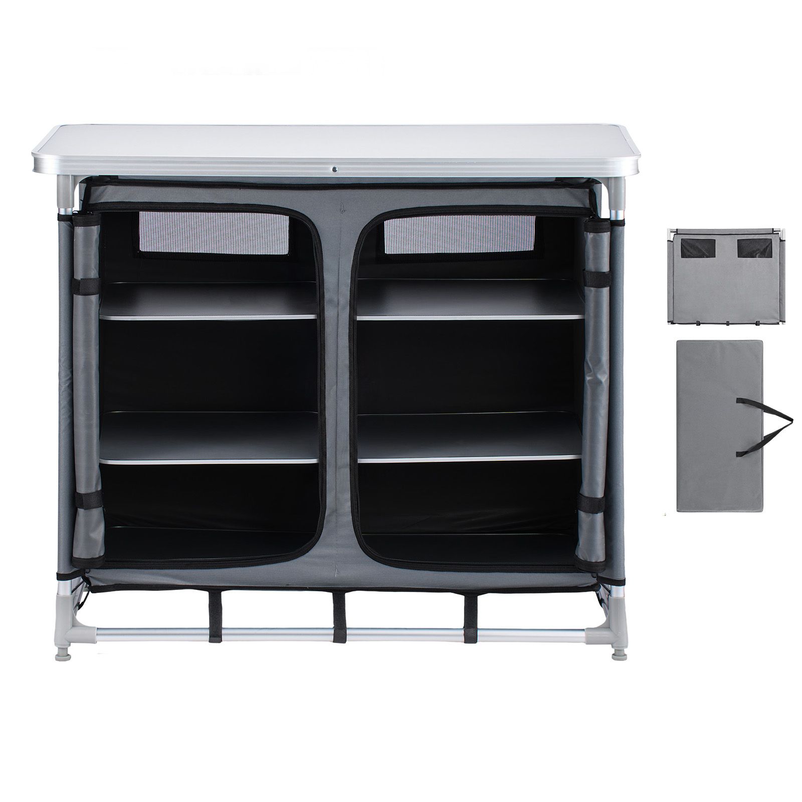 キャンプ用収納キャビネット、屋外用ポータブルアルミ製軽量テー - Outdoor Camping Kitchen Setup のレビューと価格
