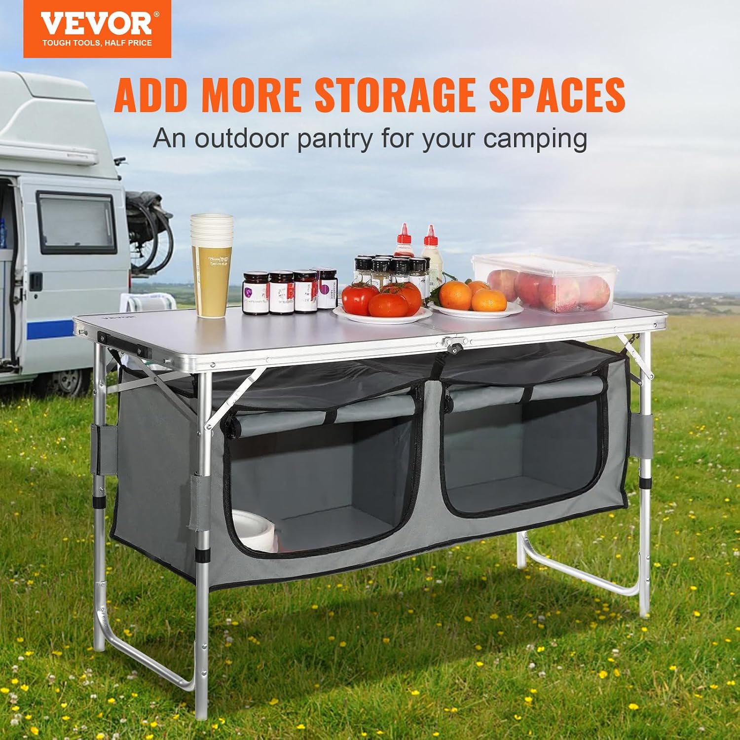 キャンプキッチンステーション、高さ調節可能な折りたたみ式アウ - Outdoor Camping Kitchen Setup のレビューと価格