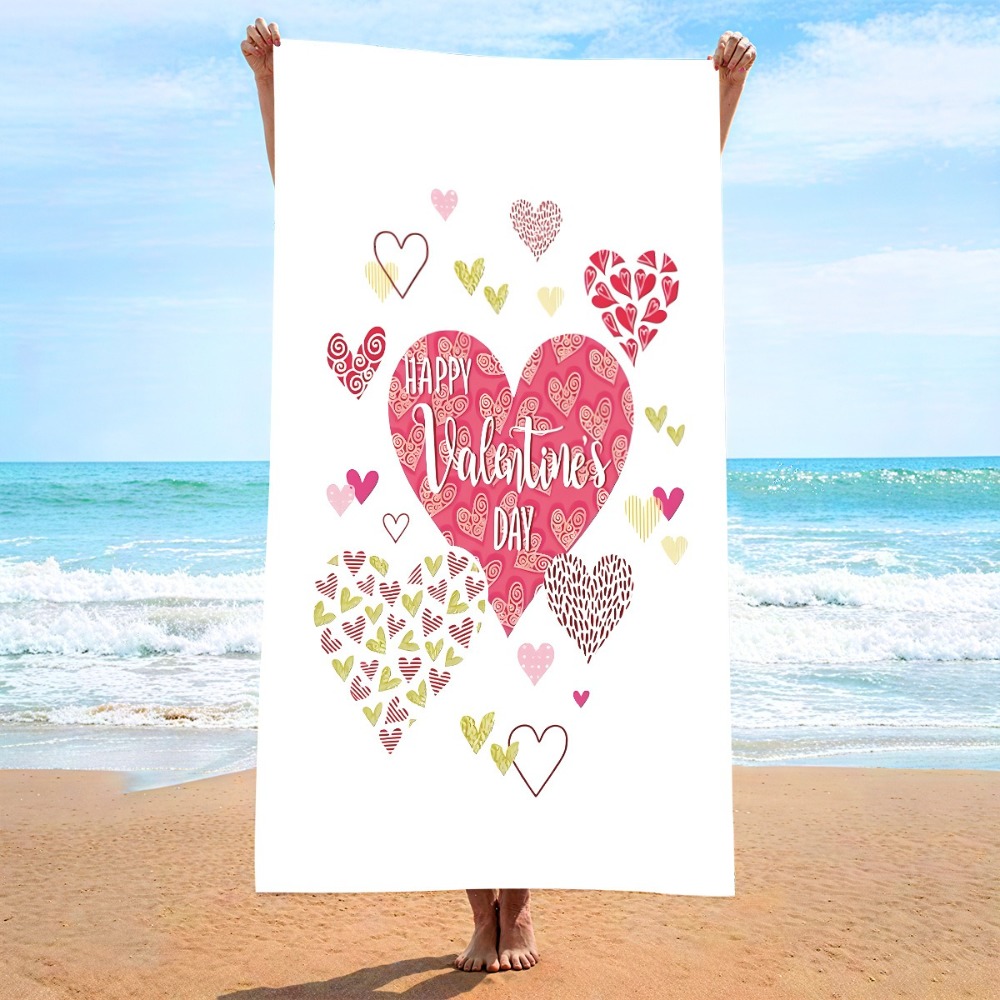 ハートシンボルバスタオル 27x55インチ ビーチタオル マ - Outdoor Camping Blanket のレビューと価格