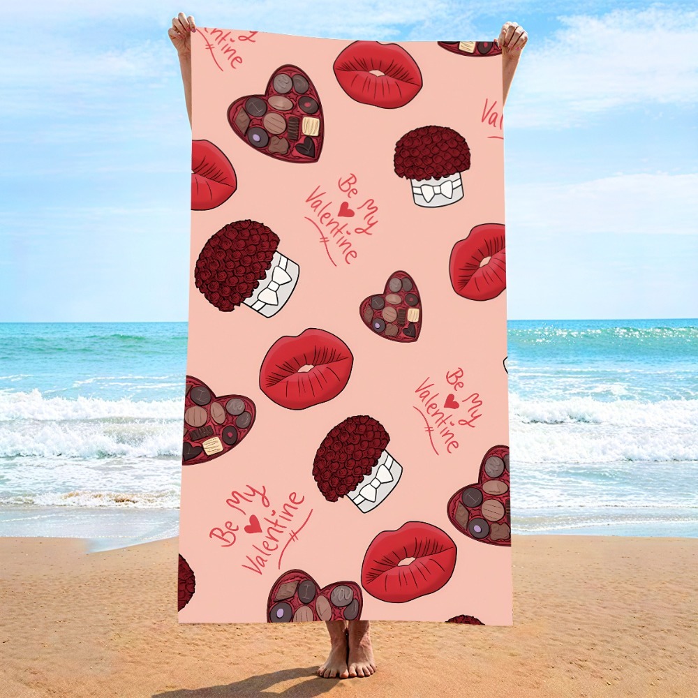 ハートシンボルバスタオル 27x55インチ ビーチタオル マ - Outdoor Camping Blanket のレビューと価格