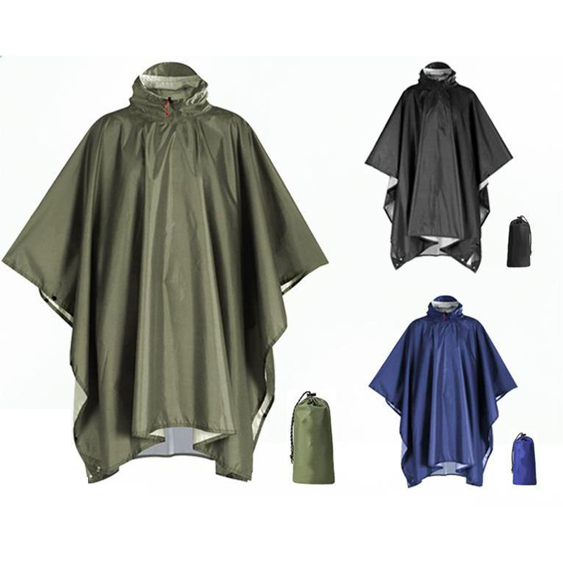 大人用の頑丈なレインポンチョ、バックパッキング用の防水軽量レ - Camping Rain Poncho のレビューと価格
