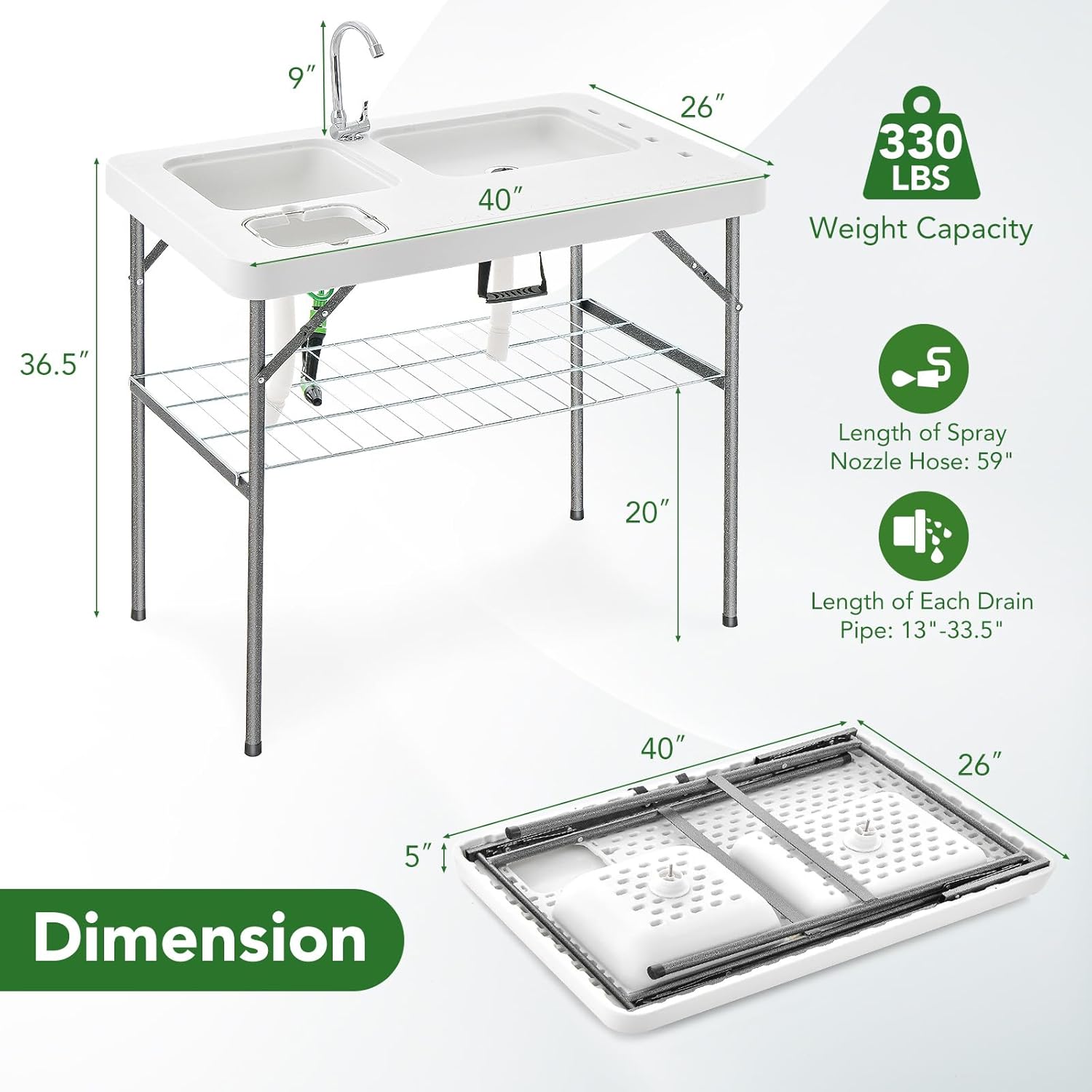 高品質屋外キャンプ用折りたたみ式魚洗浄台（シンク2個、スプレ - Outdoor Camping Sink のレビューと価格