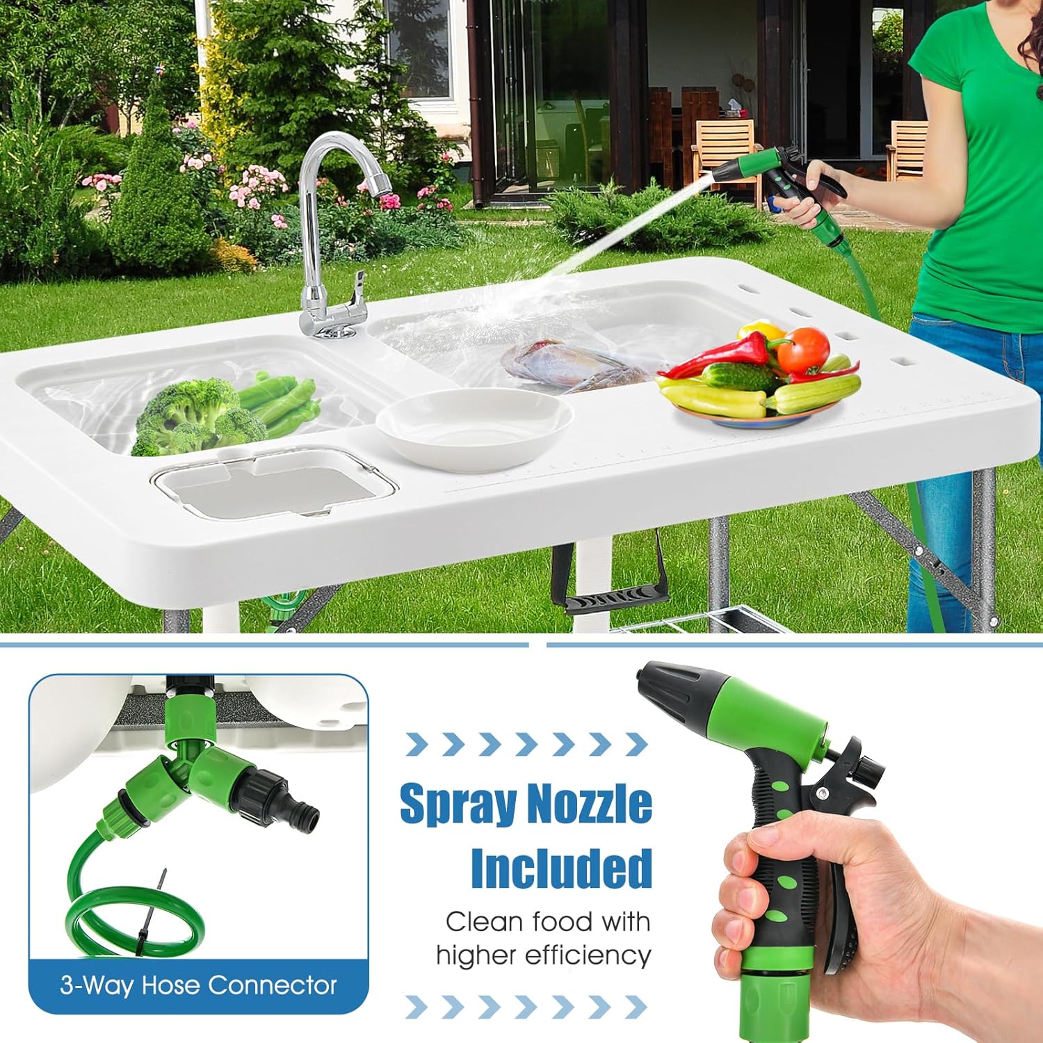 高品質屋外キャンプ用折りたたみ式魚洗浄台（シンク2個、スプレ - Outdoor Camping Sink のレビューと価格
