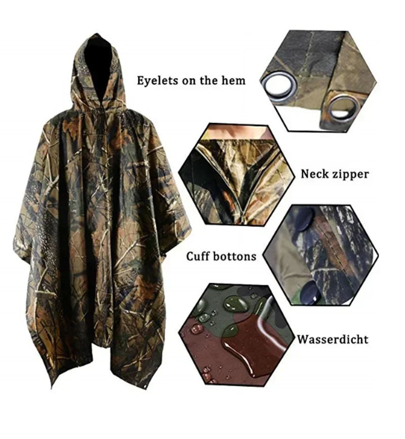 3 in 1 多機能レインコートバックパックレインカバーハイ - Camping Rain Poncho のレビューと価格